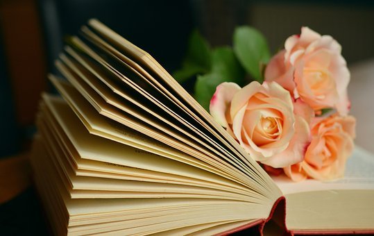 book with roses